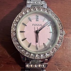 Pink and Silver Fossil Watch